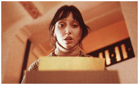 Wendy recoils in slowly dawning horror at what Kubrick did to her character.  