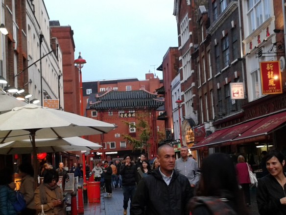 A view down the Chinatown street.  