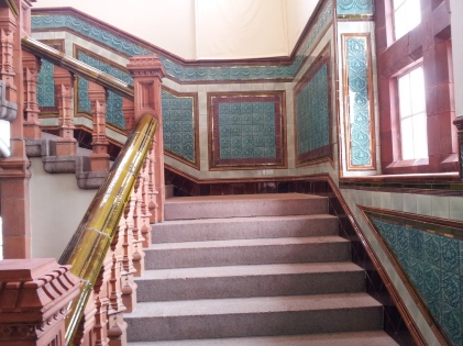 Victorian tiled staircase, Pierhead Building, Cardiff Bay